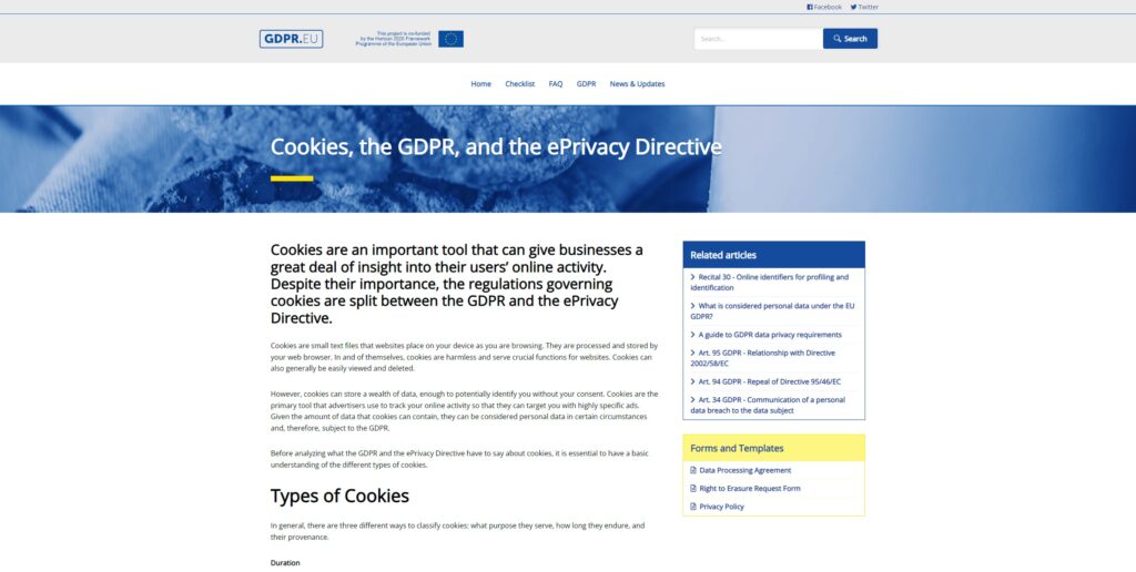 Cookies, the GDPR, and the ePrivacy Directive
